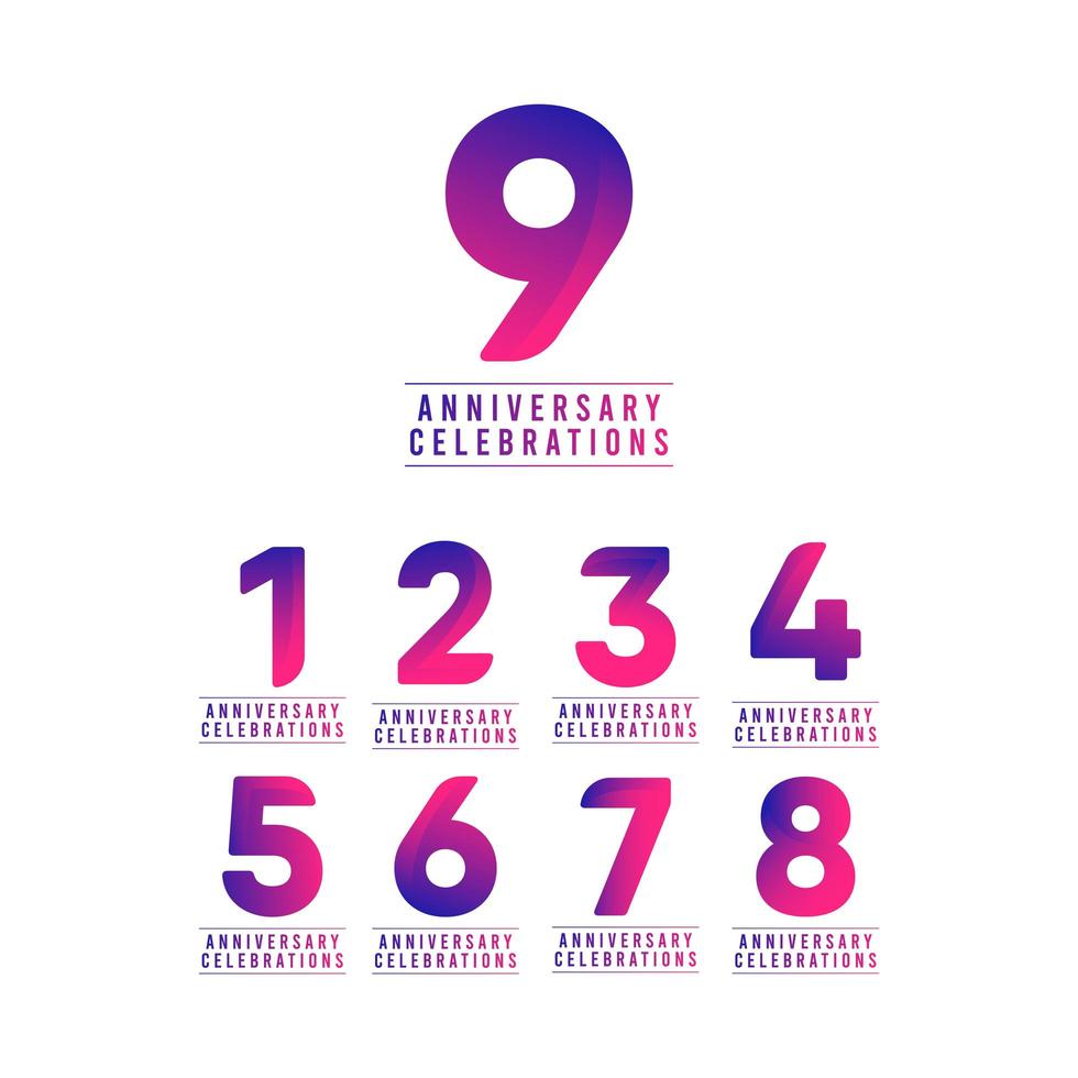 9 Years Anniversary Celebrations Vector Template Design Illustration