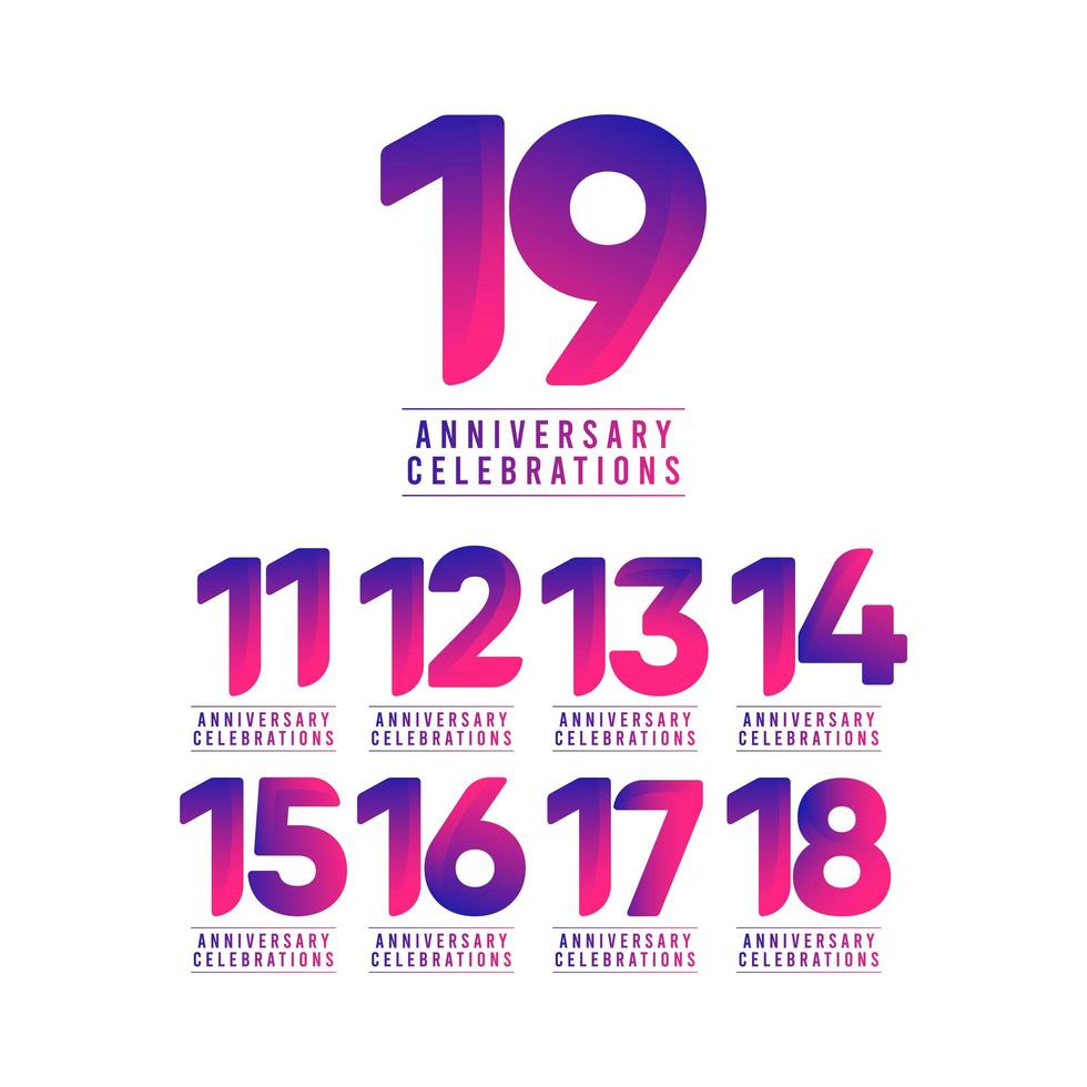 19 Years Anniversary Celebrations Vector Template Design Illustration