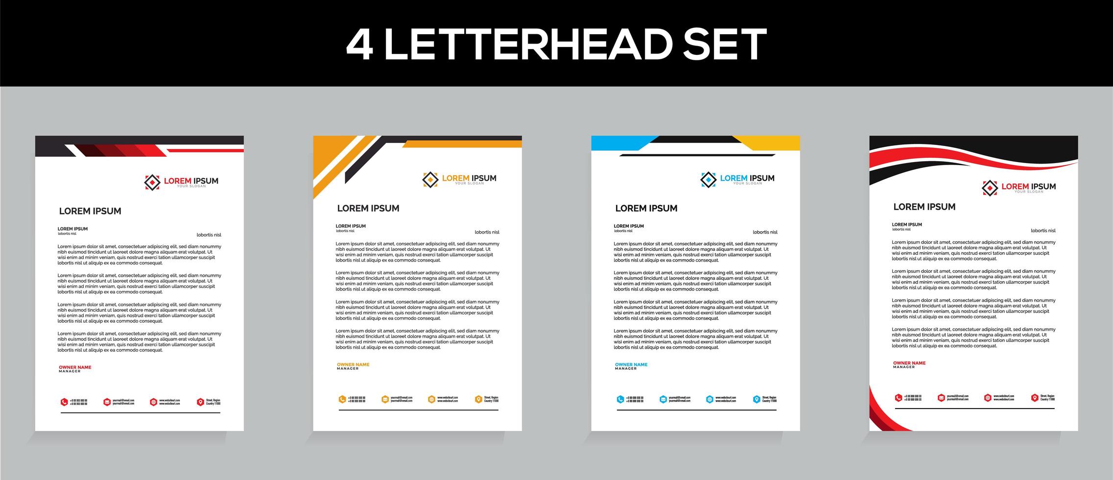 Professional Letterhead Template Set vector