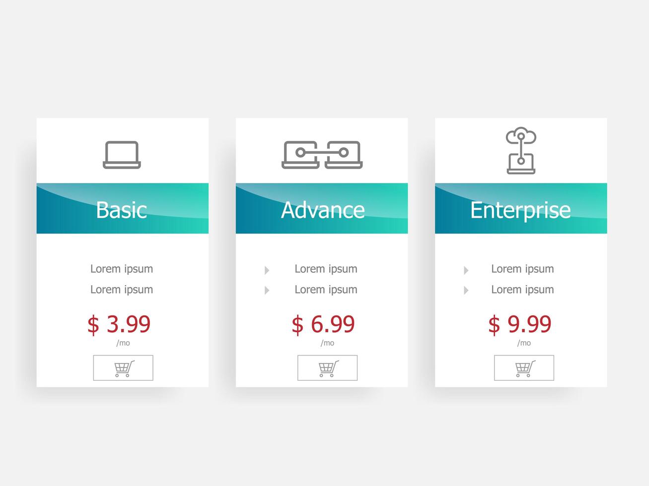 price table template vector illustration