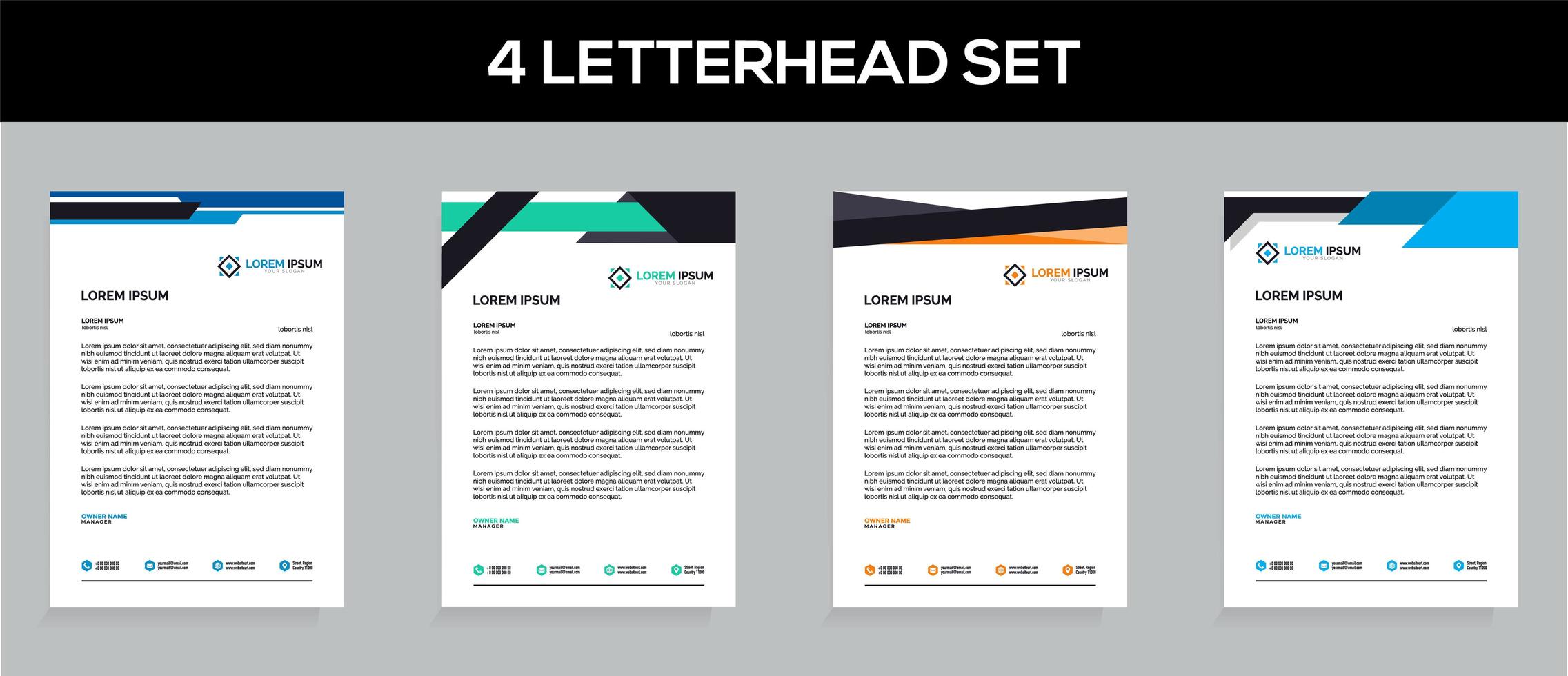 Professional Letterhead Template Set vector