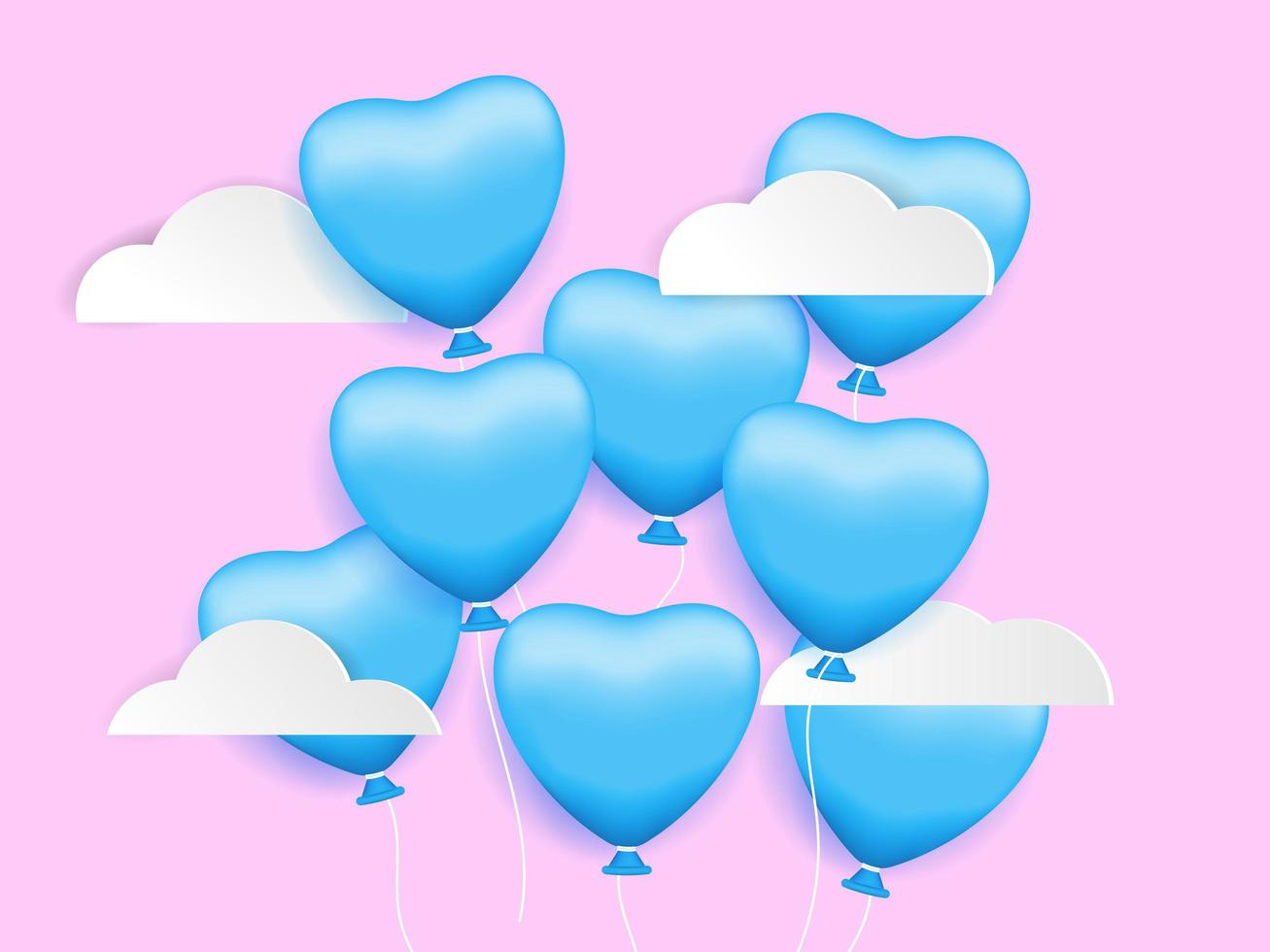 heart shape balloon in sky, valentine's day background vector