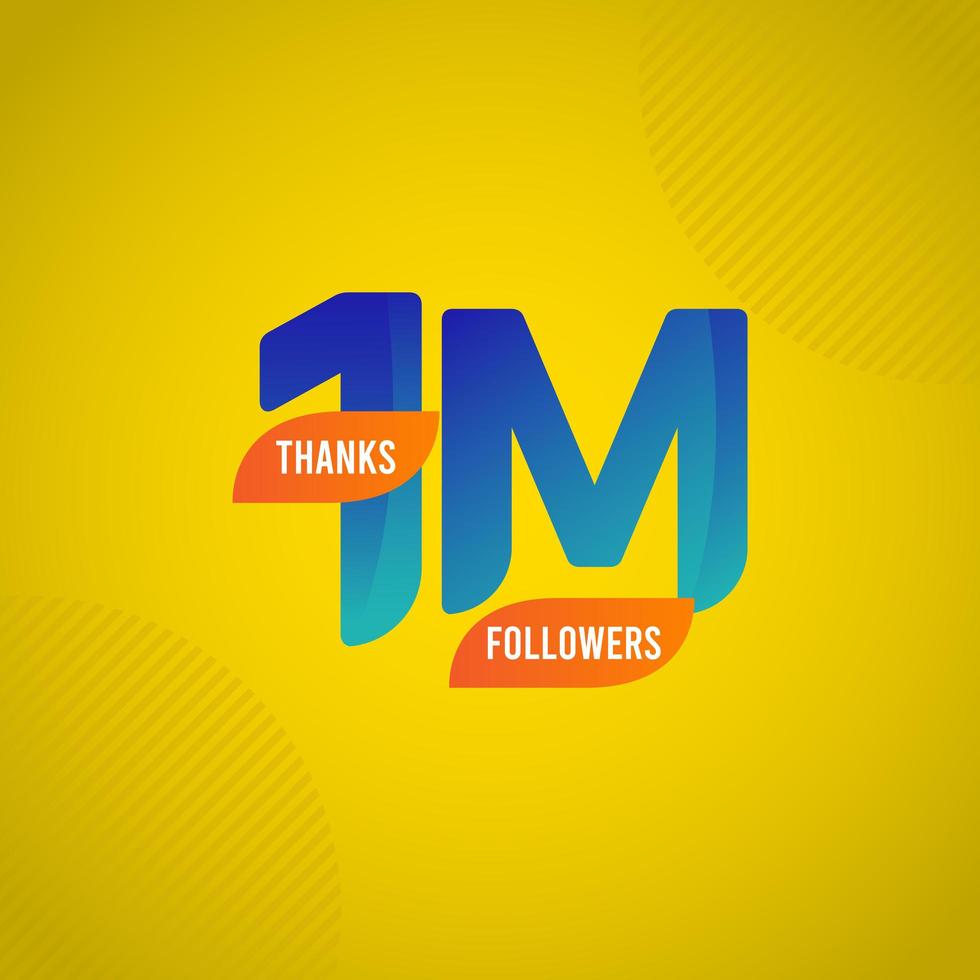 gracias 1 m seguidores vector plantilla diseño ilustración