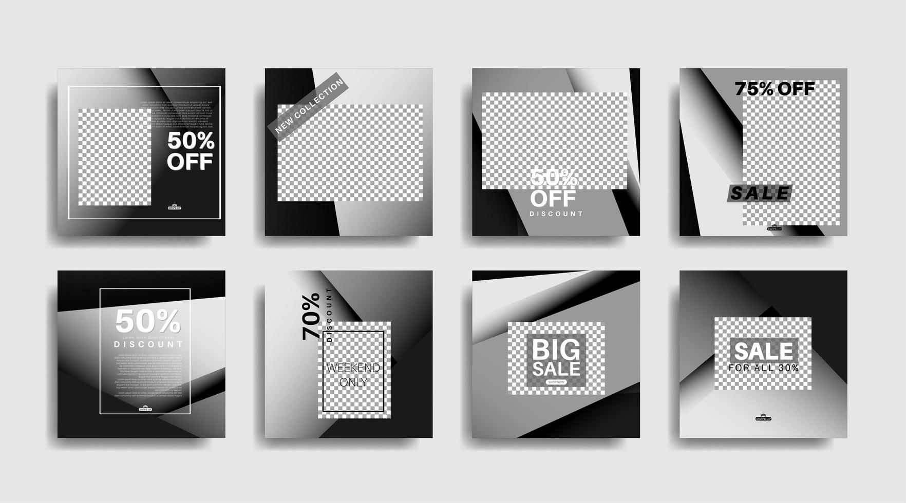 Modern square edited promotional banners for social media posts. vector design illustration