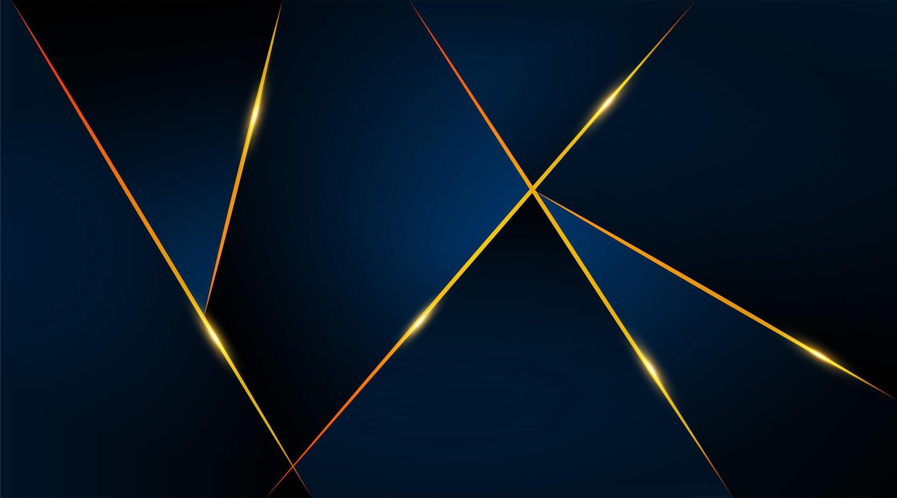 Plantilla de tarjeta de lujo geométrica moderna para negocios o presentación con líneas doradas sobre un fondo azul oscuro vector