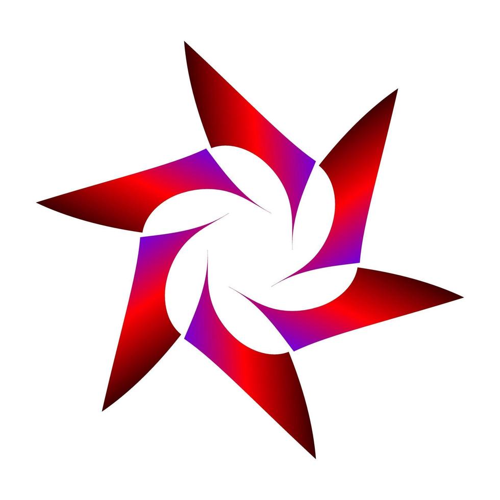 Shaded geometric star symbol in red purple color vector