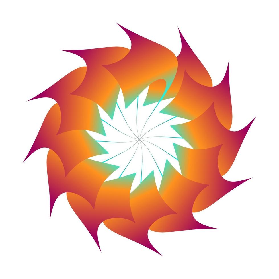 diseño circular de vector de flor de otoño en color naranja