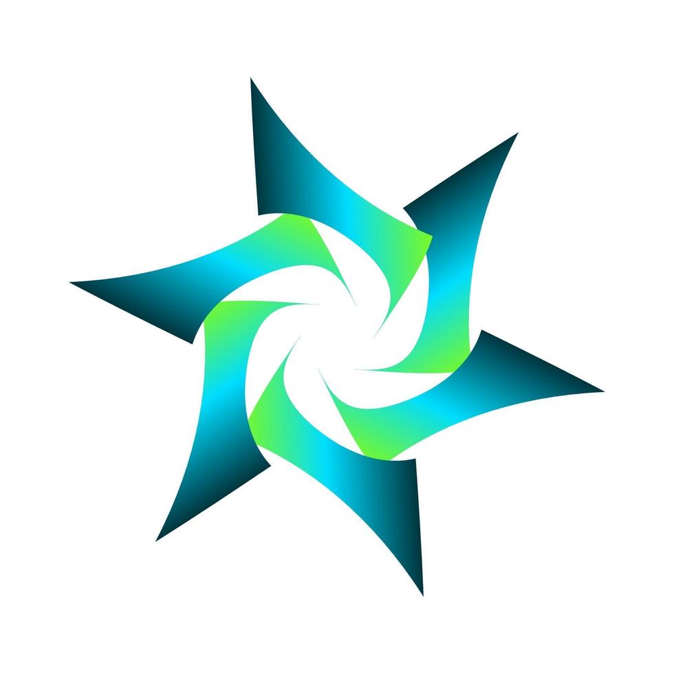 Shaded geometric star symbol in green blue color vector