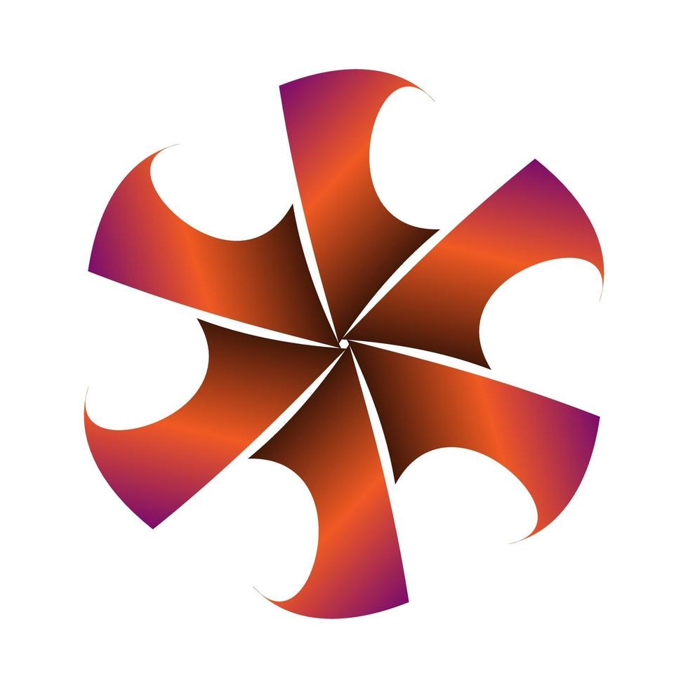 símbolo de estrella circular de simetría envuelto en naranja púrpura vector