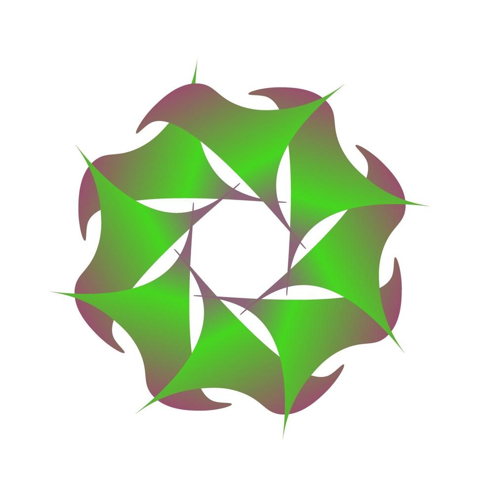 Símbolo de círculo abstracto en forma de flor envuelta en verde vector