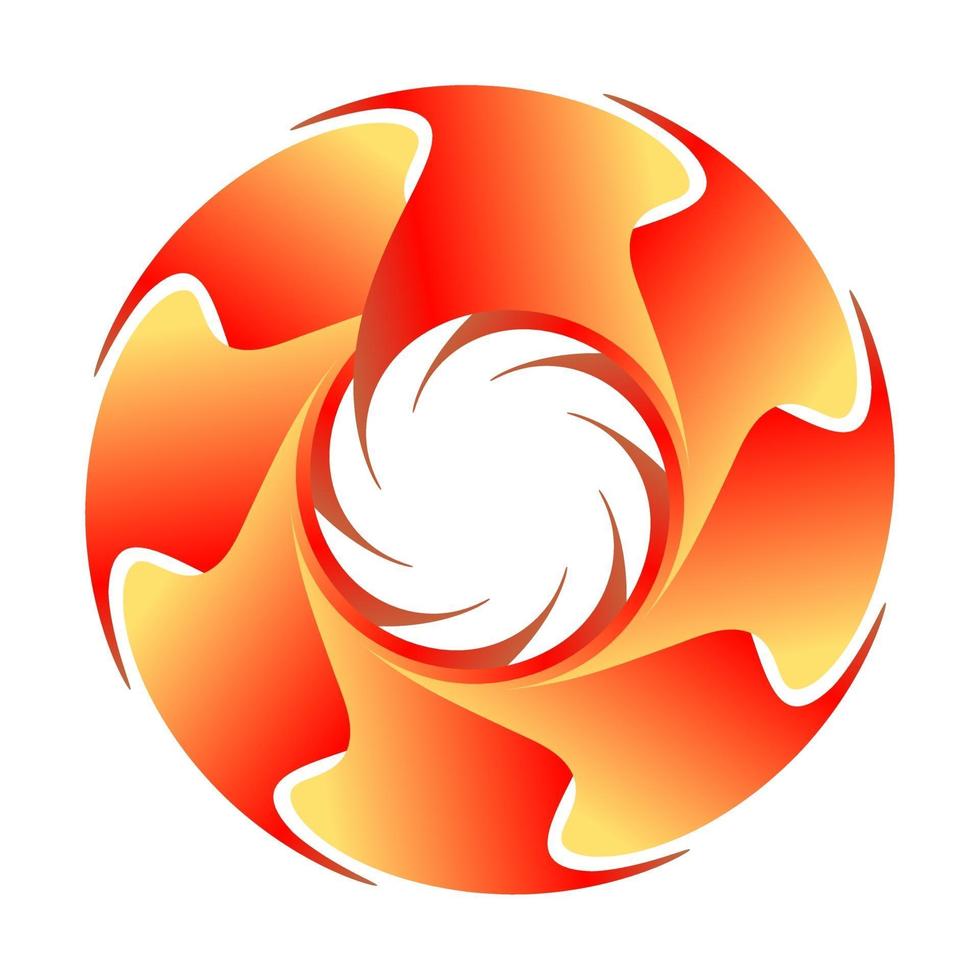 Abstract fractal circle logo in orange color like sun vector