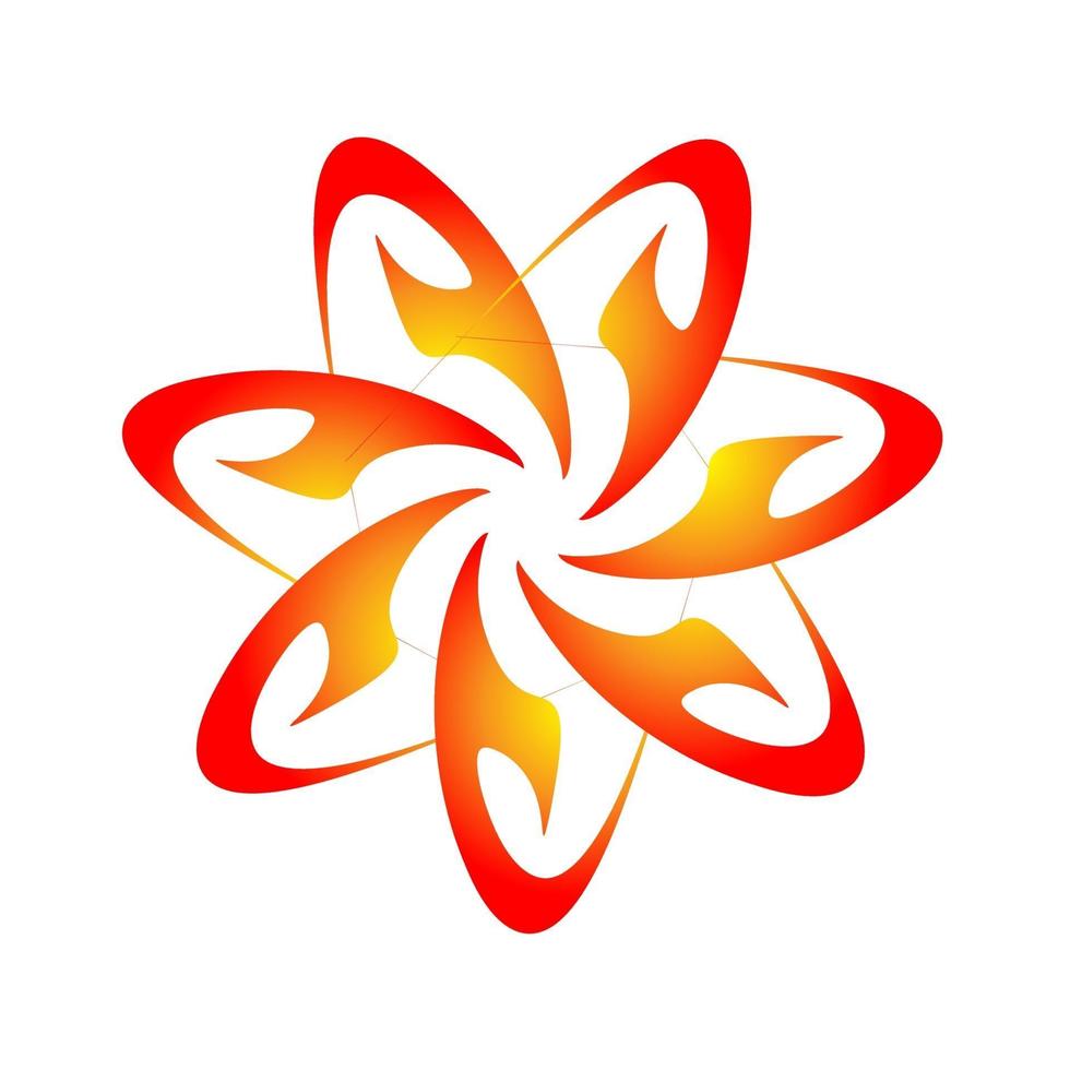 Creative star flower orange color spirograph burning style vector