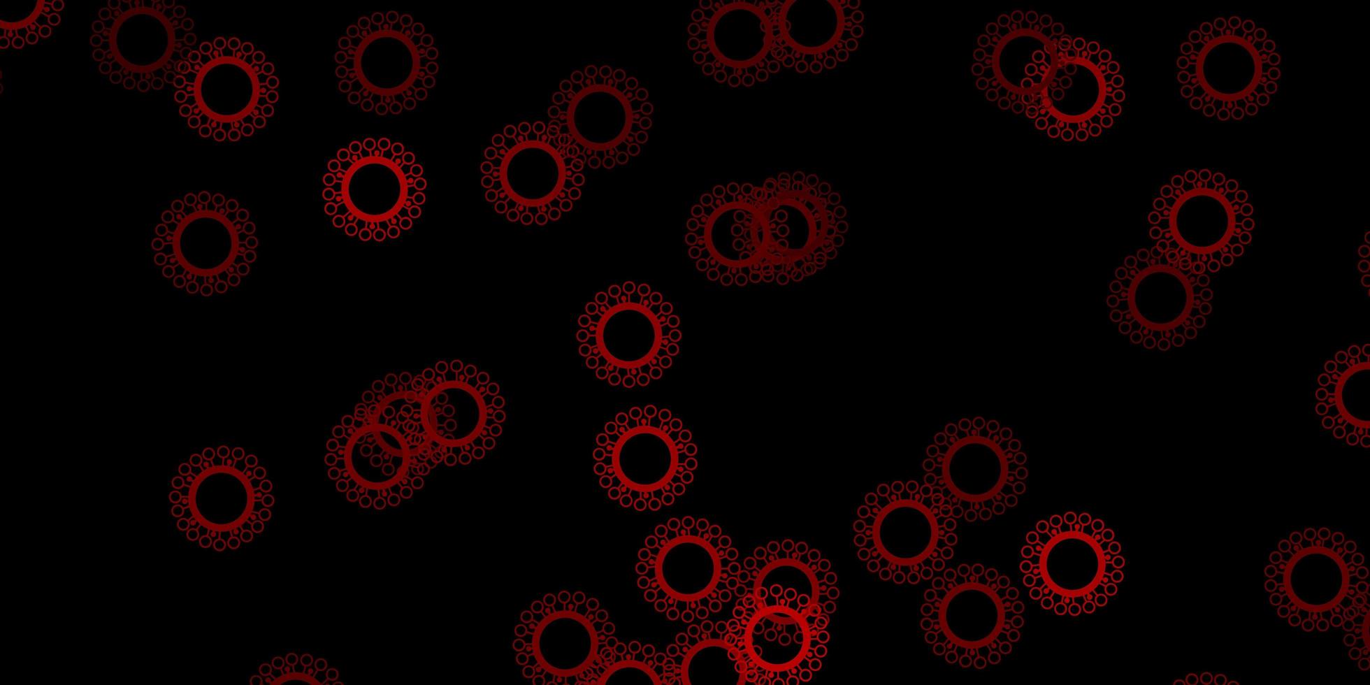 patrón de vector verde oscuro, rojo con elementos de coronavirus.