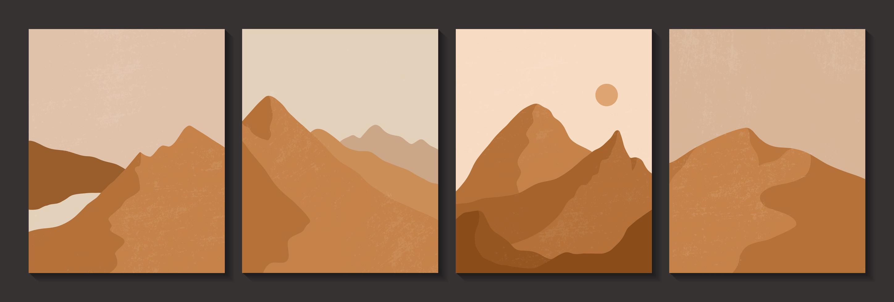 Abstract contemporary aesthetic posters with desert. vector