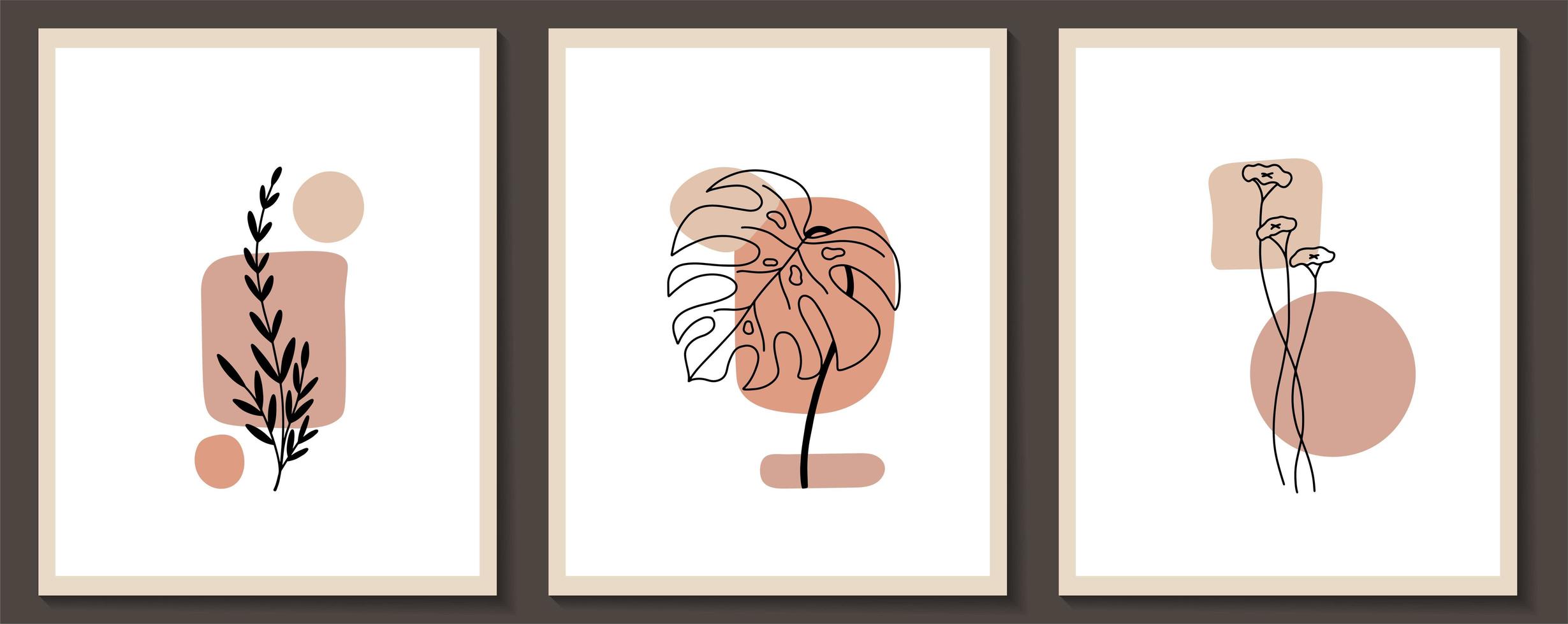 conjunto de flores de arte de línea continua vector