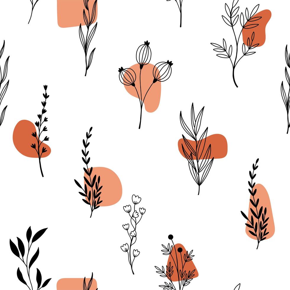Hand drawn various flower and shapes vector
