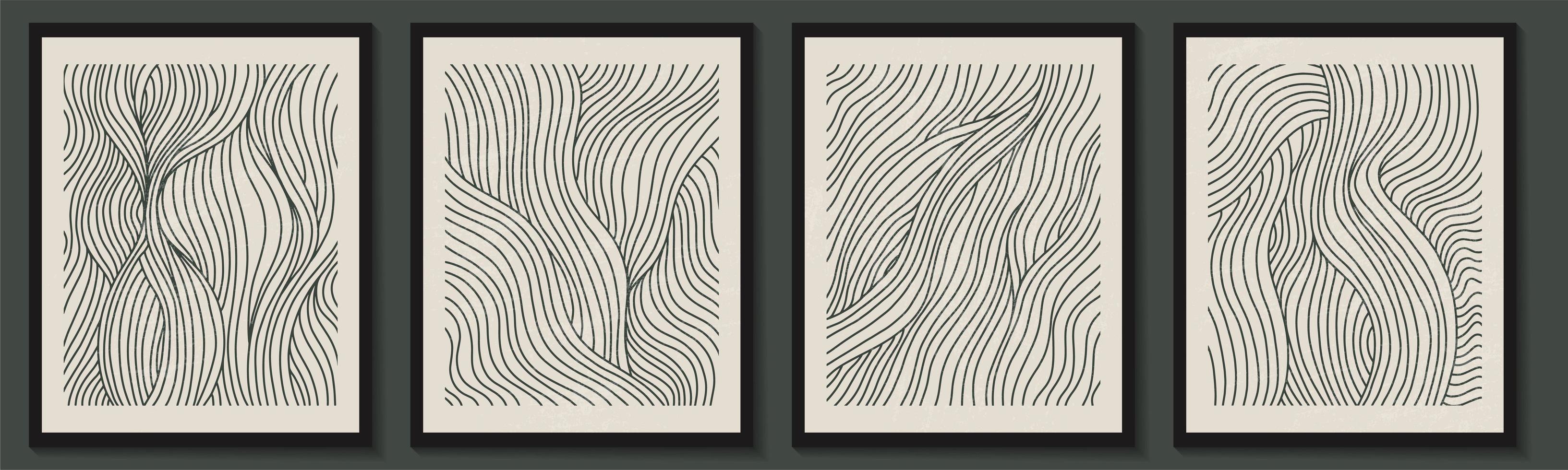 Trendy contemporary set of abstract geometric minimalist shapes composition vector