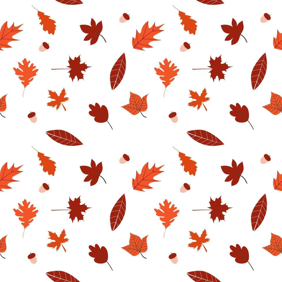 Flat design Autumn Leaves Seamless Pattern vector