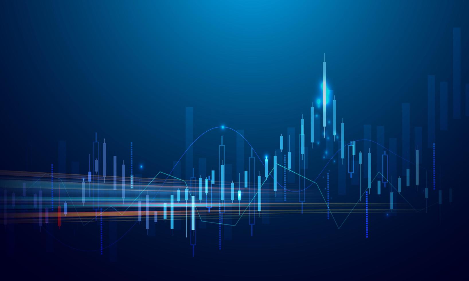 Business graph chart of stock market investment on blue background vector