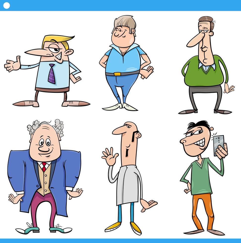 men people characters set cartoon illustration vector