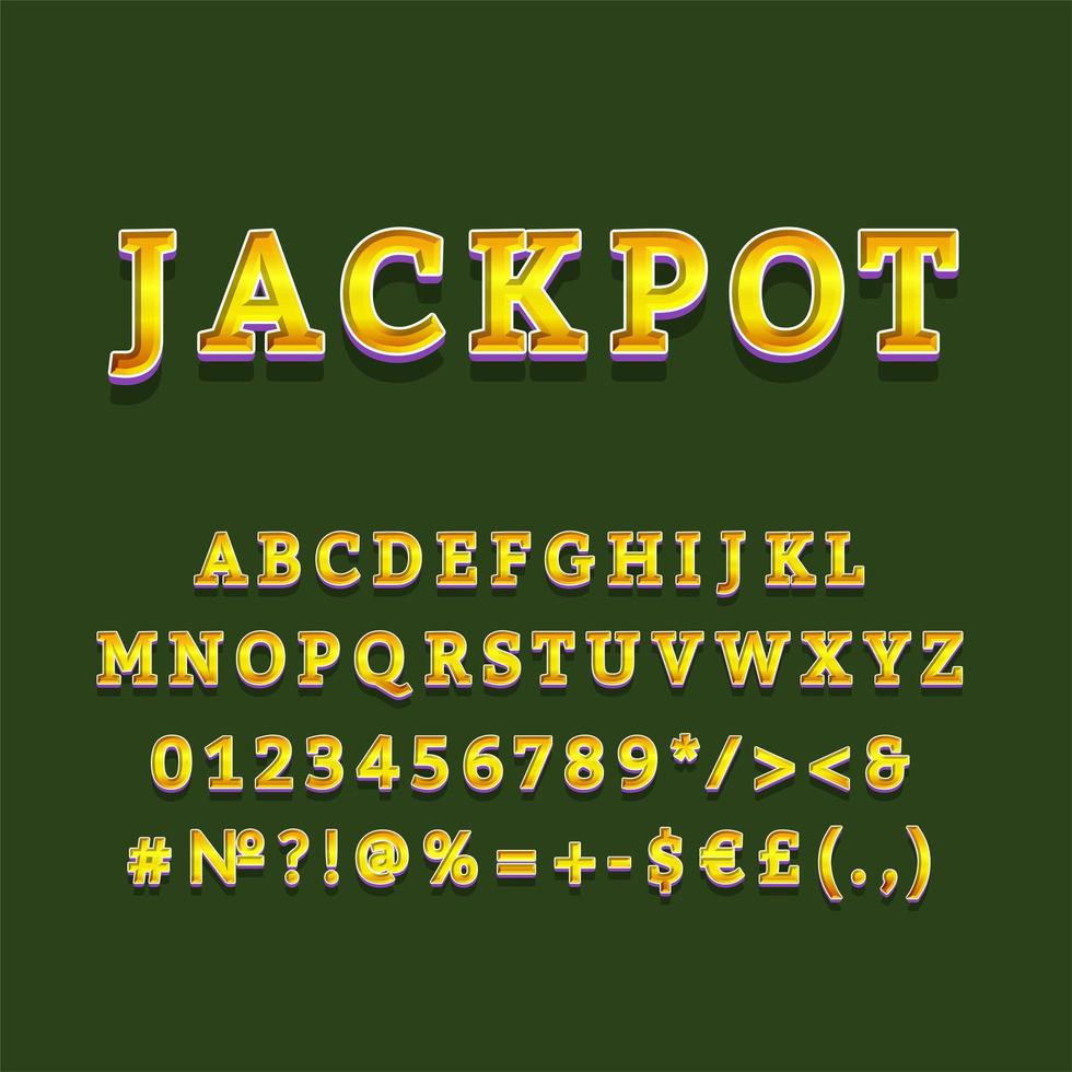 jackpot encabezado vintage 3d vector alfabeto conjunto