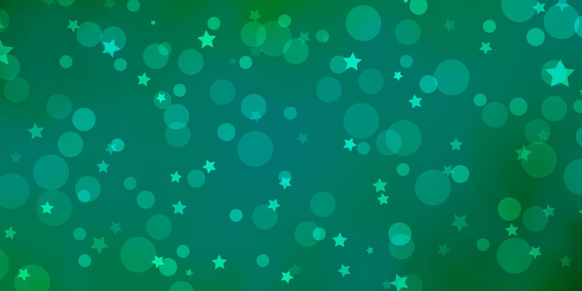 Fondo de vector verde claro con círculos, estrellas.