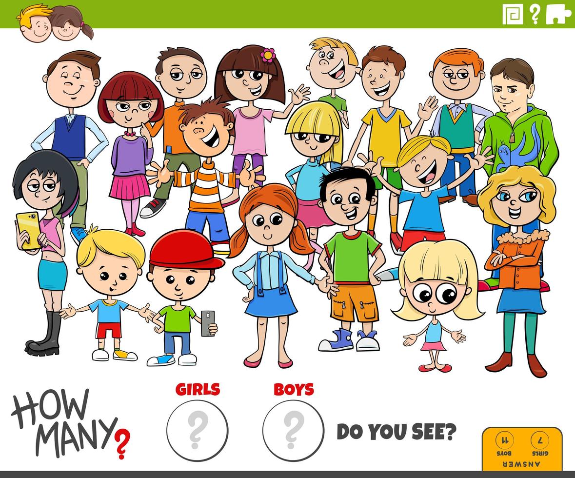 how many girls and boys educational task vector