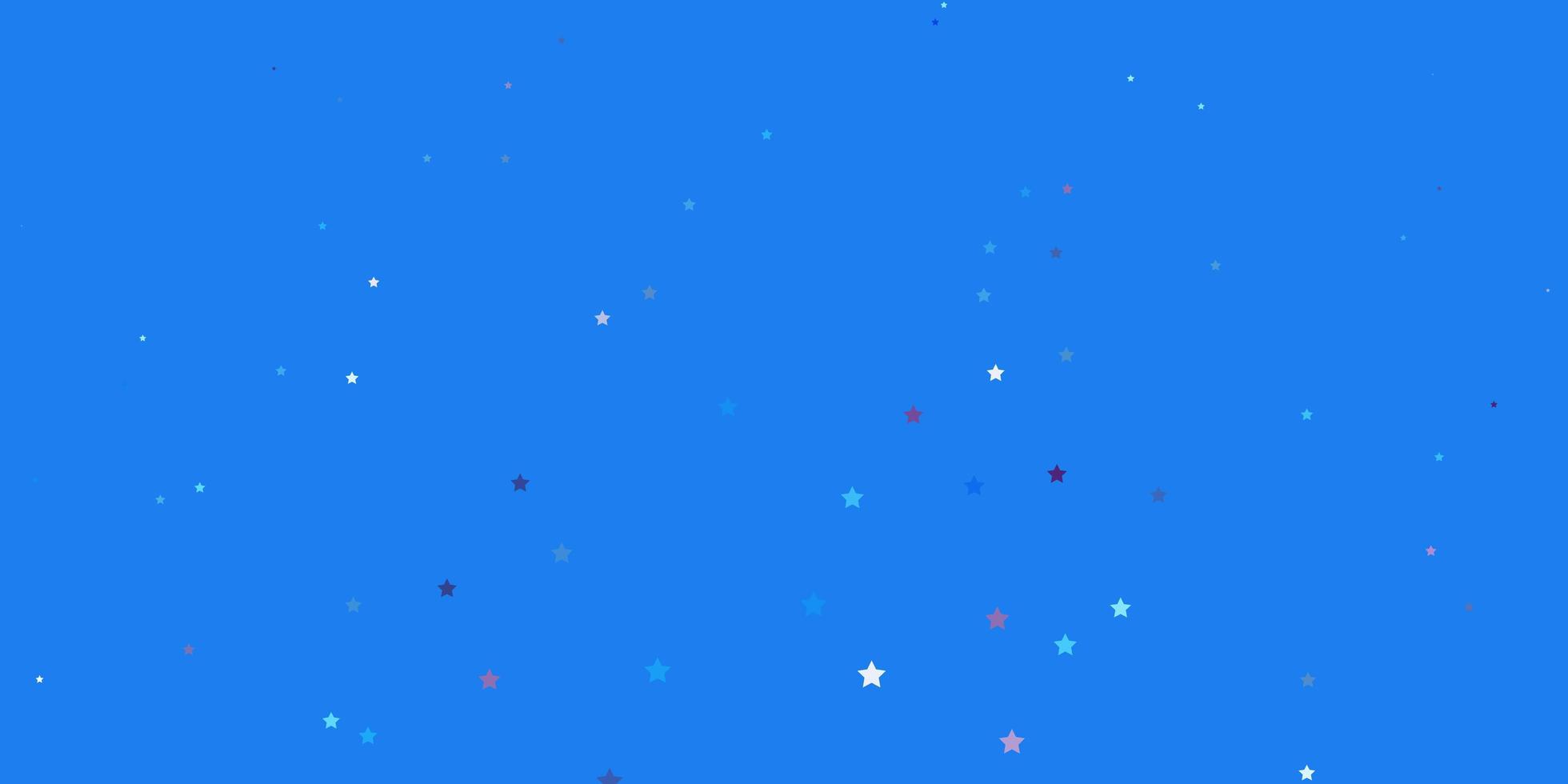 Fondo de vector de color rosa oscuro, azul con estrellas pequeñas y grandes.