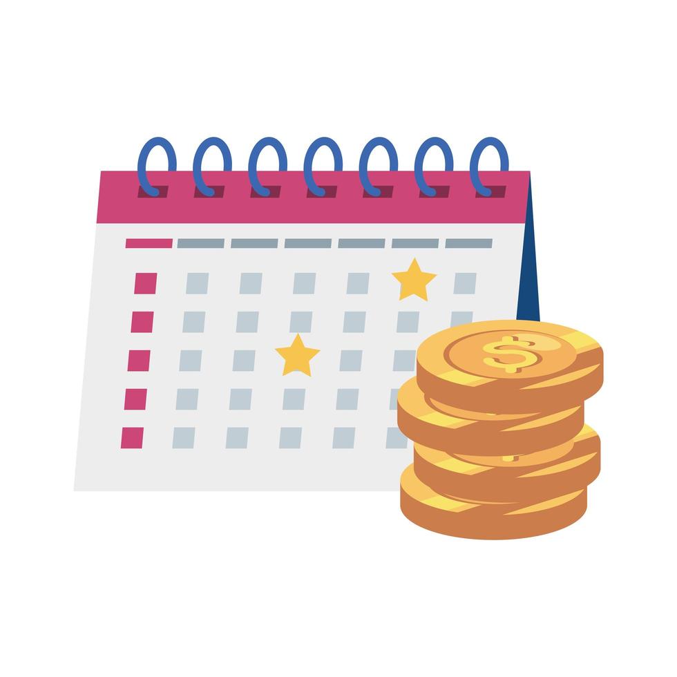 calendar reminder date with pile coins vector