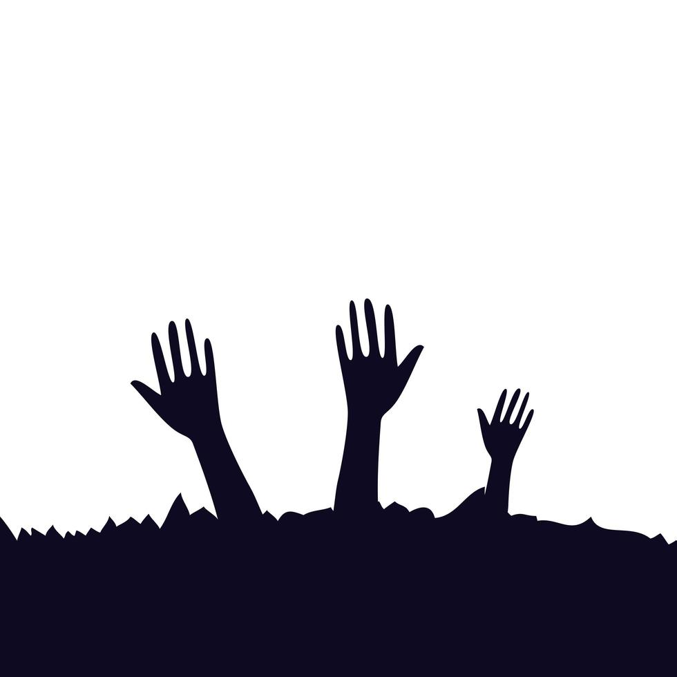 hands of zombie for halloween vector