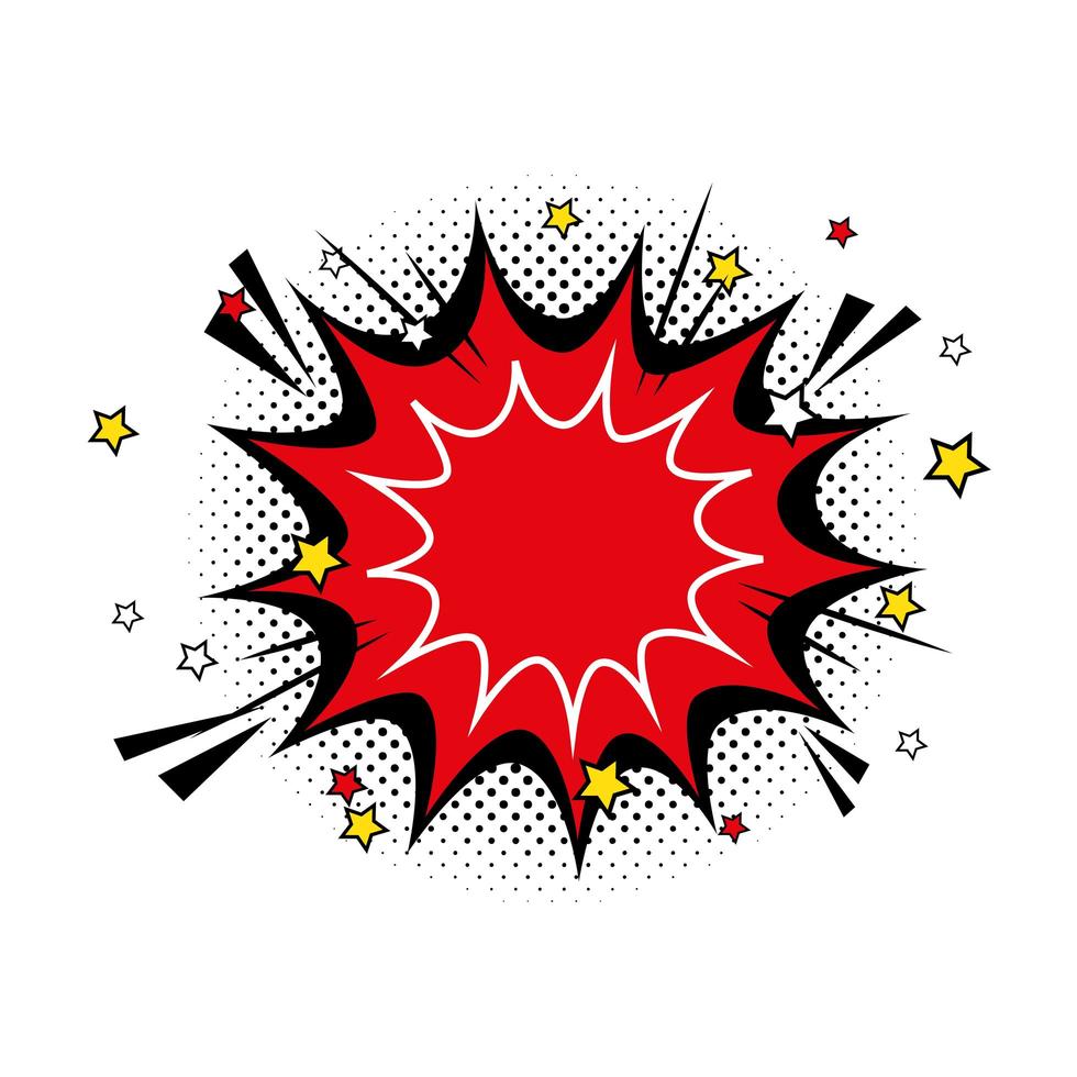 explosion red color with stars pop art style icon vector