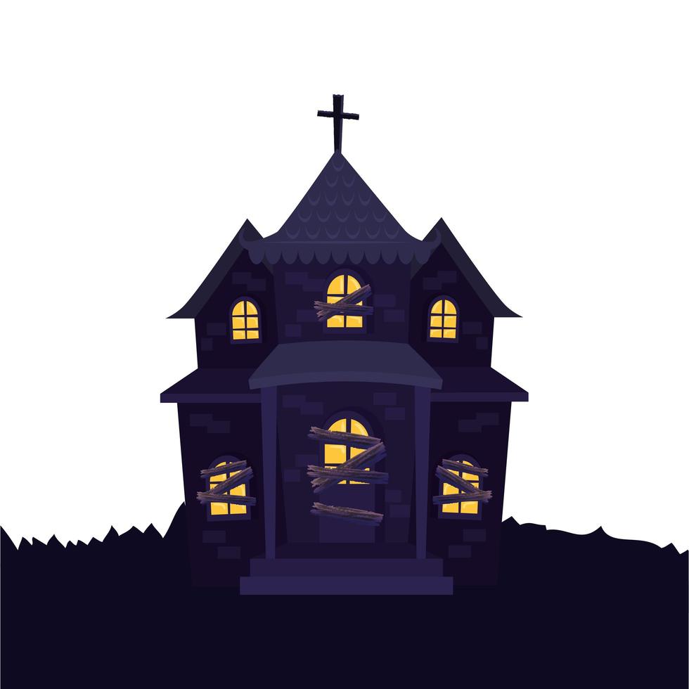haunted house halloween isolated icon vector