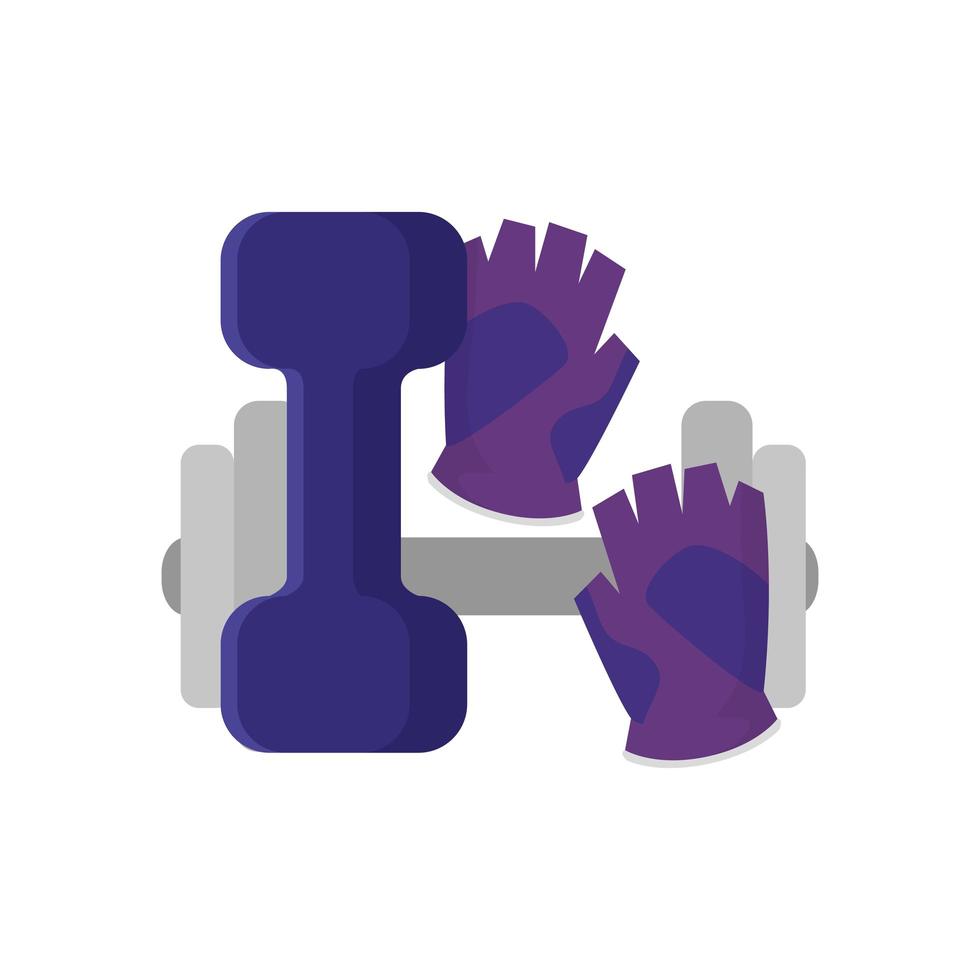 set of dumbbell with fingerless gloves isolated icon vector