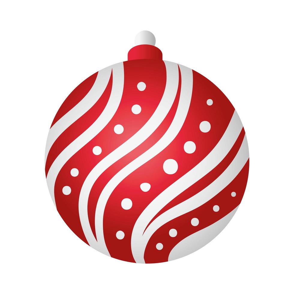 merry christmas ball red and white decoration vector