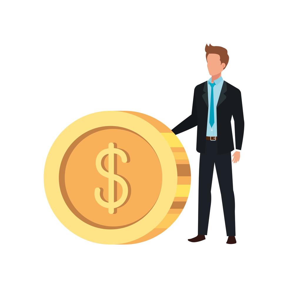 Isolated coin and man vector design