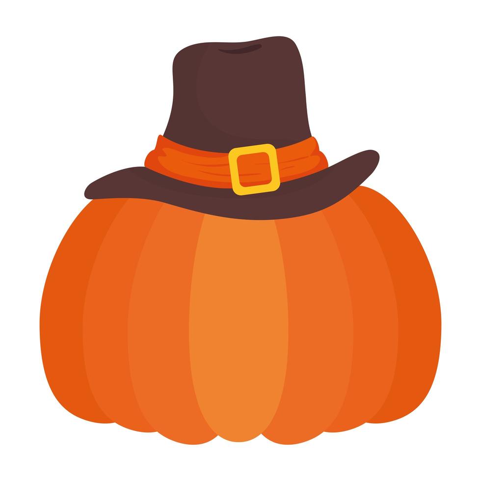 thanksgiving piligrim hat accessory with pumpkin vector