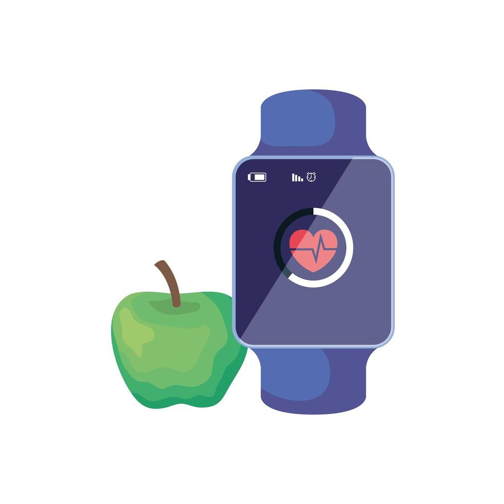 smartwatch sport device with apple isolated icon vector