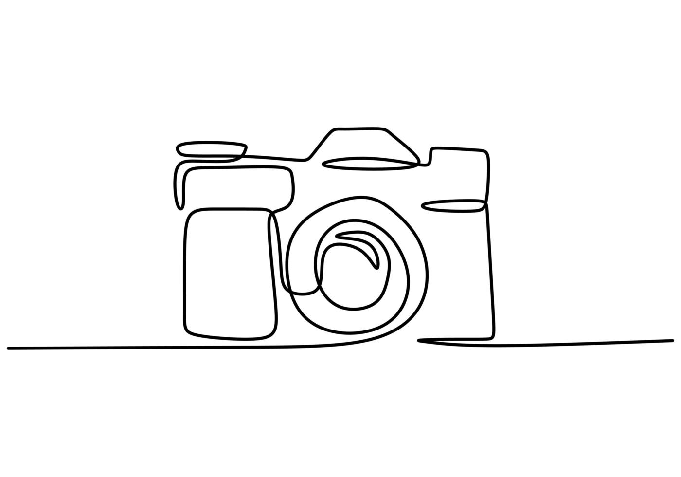 Digital camera one line drawing. Vector illustration gadget technology concept.