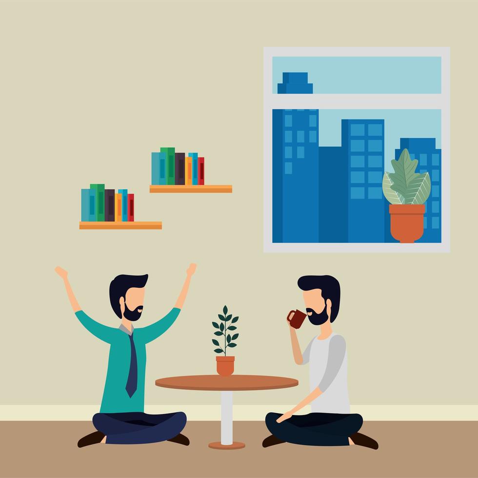 elegant businessmen workers in the office vector