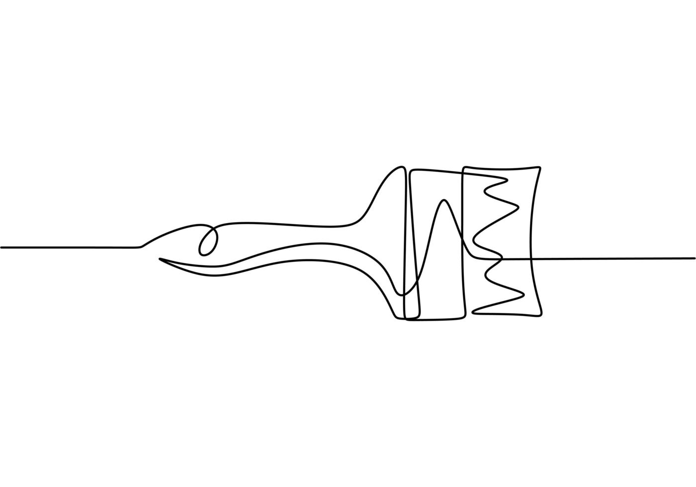 Paint brush one line drawing, vector illustration minimalism.