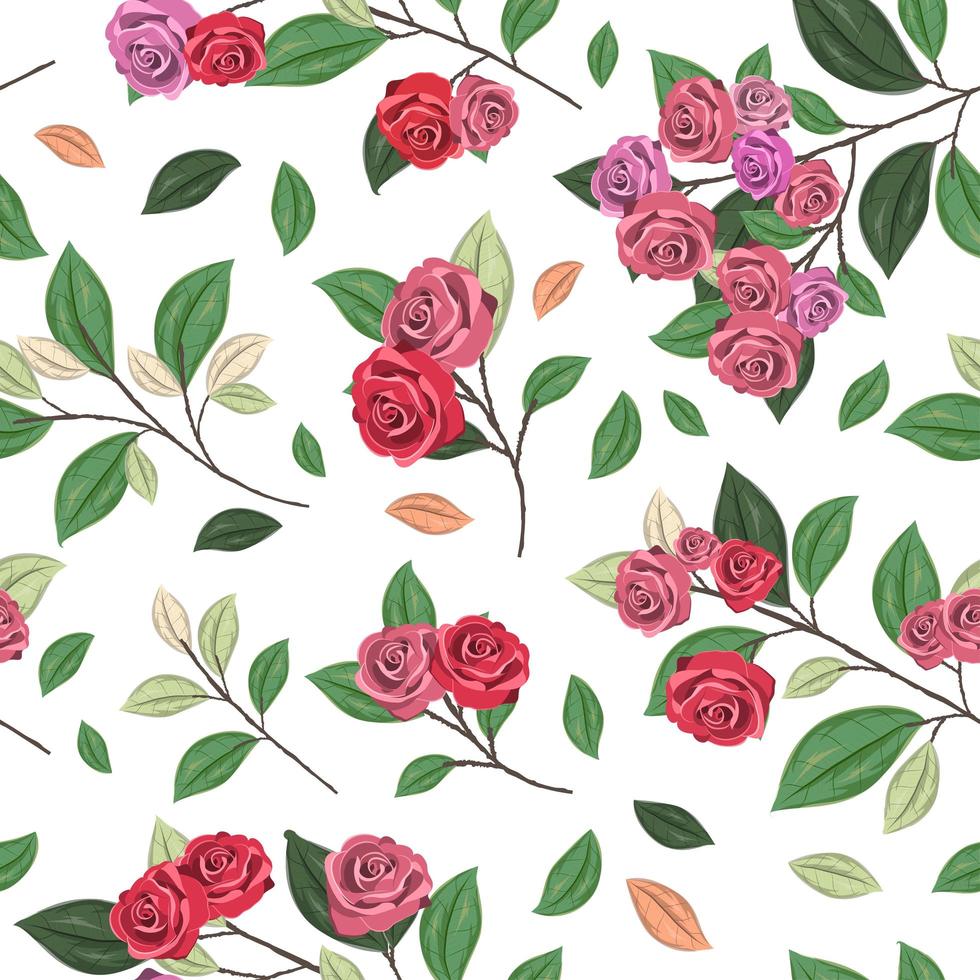 Seamless pattern with roses concept in the  white backdrop vector