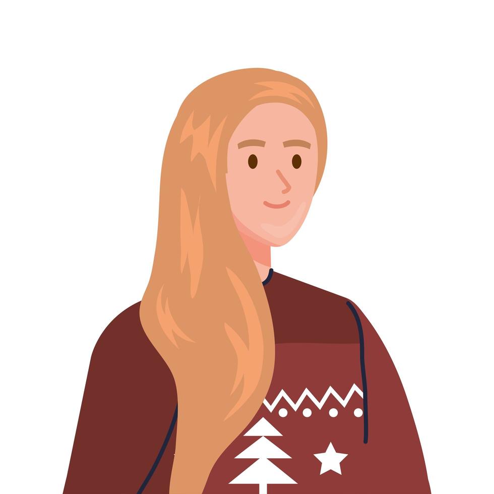 mujer joven con personaje de abrigo de invierno vector