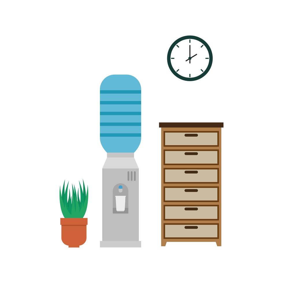 office water dispenser with drawer scene vector