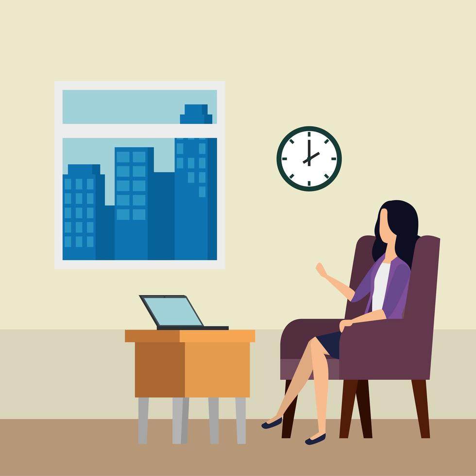 elegant businesswoman worker in the office vector