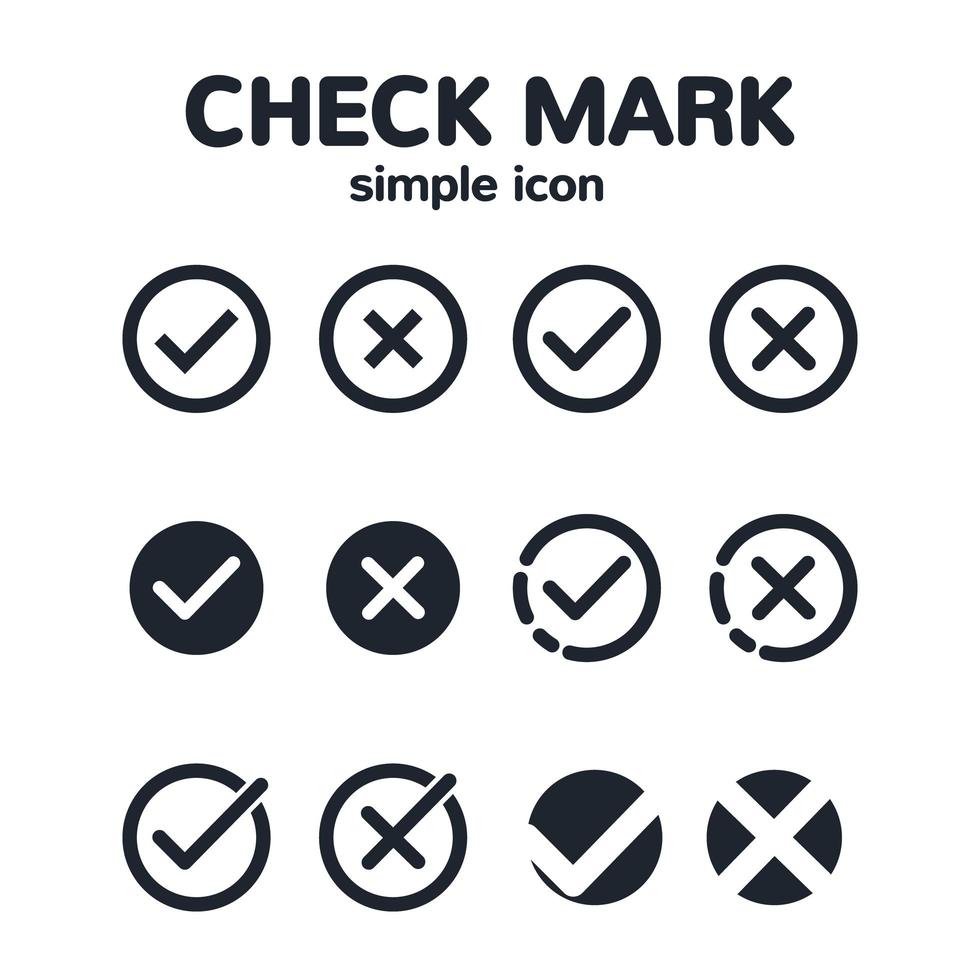 conjunto de iconos de marca de verificación mínima vector