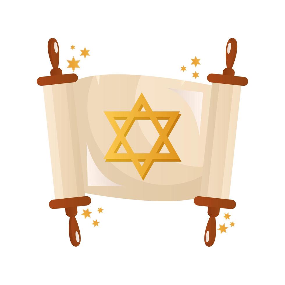 patchment with jewish star hanukkah celebration icon vector