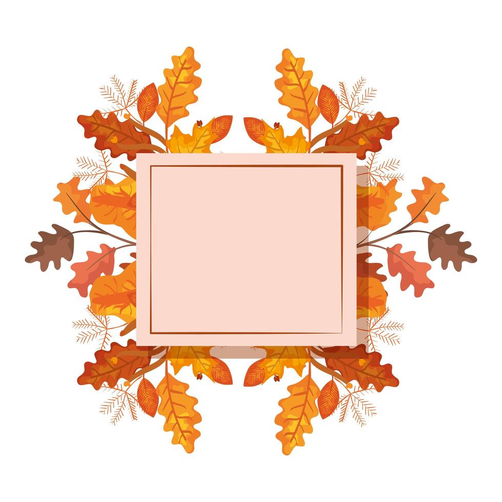 square frame with autumn leafs vector