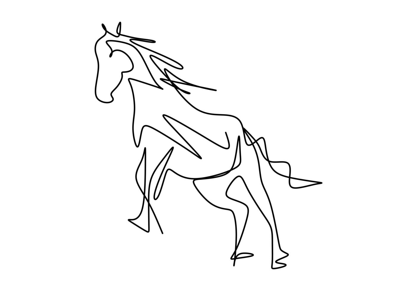 One continuous line drawing of retro old classic wooden horse doll. Line art. doodle. vector