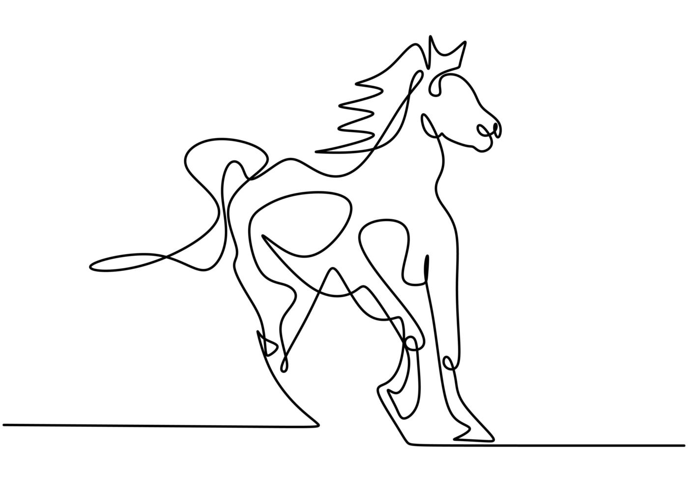 dibujo de una sola línea de la identidad del logotipo de la empresa de caballos de elegancia. caballo corriendo. pony caballo mamífero animal símbolo concepto. continuo de una sola línea. vector