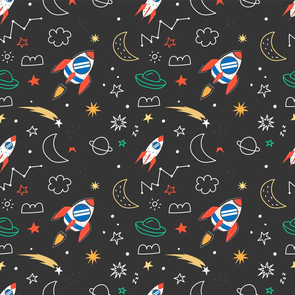 Seamless pattern with panda in the space vector